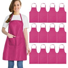 PRICES MAY VARY. Polyester Imported 1 package including 12 pcs of pink aprons Size of aprons is 60*70cm(24*27inch). Fit for most people. But pls check size before purchasing. Thanks The material is 100% polyester. It is waterdrop resistant not 100% waterproof. It is good material for women men to cook meals in kitchen. 1 pink apron with 2 pockets-cooking aprons with 2 pockets can be fit for women men to separately storage items,Phones, books, pens, spoon and so on. It is really a good apron for Pink Aprons, Men Kitchen, Customised Aprons, Cooking Aprons, Cook Meals, Pink Apron, Grill Apron, Car Washer, Cute Aprons