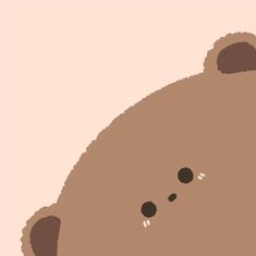 a brown teddy bear with black spots on it's face and nose, standing in front of a pink background