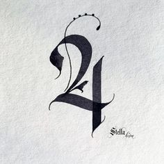 the number four is drawn in black ink