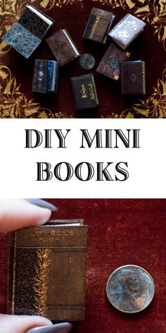 a person is holding a small book in their hand with the title diy mini books