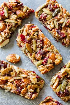 homemade granola bars with nuts and cranberries