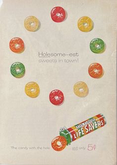 a candy bar advertisement with donuts and jelly beans on it's wrapper