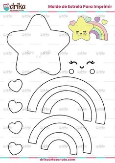 a cut out of the shape of a rainbow with stars, hearts and a star