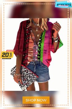 Women's Shirt Blouse Red Blue Purple Color Block Patchwork Print Long Sleeve Daily Basic Shirt Collar Long Loose Fit S Spring Beach Patchwork Blouse, Red Printed V-neck Shirt, Multicolor V-neck Shirt For Beach, Multicolor Fall Vacation Shirt, Summer Multicolor Long Sleeve Blouse, Multicolor Patchwork Button-up Blouse, Multicolor Patchwork Shirt For Vacation, Long Sleeve Patchwork Top For Vacation, Spring Vacation Patchwork Shirt