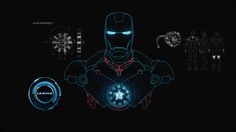 a computer screen with an image of iron man in the center and various symbols around it