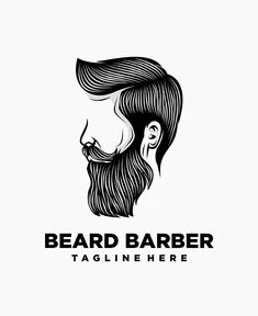 a man's face with a beard and long hair is shown in this black and white logo