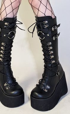 Kera-200 Knee High Platform Boots-Demonia-Tragic Beautiful