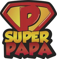 the super papa logo is shown in red, yellow and orange letters that spell out the letter p