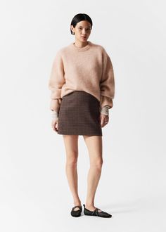 Tweed mini skirt crafted from a wool blend. Fastened with a zipper at the side. Length of skirt: 37.5cm / 14.8" (EU 36 / UK 8 / US 4) Tweed Skirt Outfit, Check Mini Skirt, Knit Shoes, Tweed Mini Skirt, A Line Mini Skirt, Trendy Fall Outfits, Tweed Skirt, Skirt Outfit, Clothing Essentials