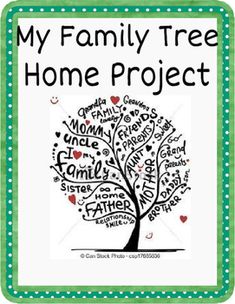 a family tree with the words home project written in different languages and hearts on it