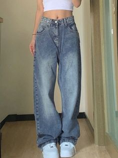 DETAILSMaterial: Cotton, PolyesterClosure Type: Zipper FlyWaist Type: HIGHFit Type: LOOSEFabric Type: Softener Boyfriend Jeans Style, Jeans Online Store, Street Y2k, 90s Baggy, Jumpsuit Outfit, Jeans Online, 가을 패션, Denim Trousers, Jeans Boyfriend