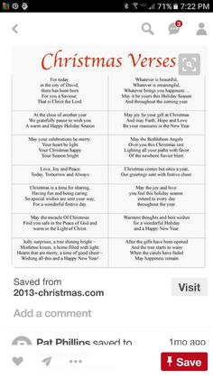 a screenshot of the christmas verses page on an iphone screen, with text below it