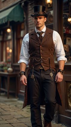 Mens Steampunk Outfit, Men Steampunk Outfit, Steampunk Male Outfit, Steampunk Outfits Male, Steampunk Fashion Men, Steampunk Outfit Men, Steampunk Costume Men, Punk Clothes Men, Gentleman Style Vintage