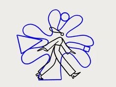 a drawing of a woman walking with blue lines on her body