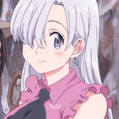 two anime characters one with white hair and the other with grey hair, are looking at each other