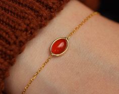 "Gold Carnelian Bracelet, Carnelian Bracelet, Dainty Bracelet, Delicate Carnelian Bracelet for Women, Friendship Bracelet, Minimal Bracelet, Gift for Her, Mothers Day Gift, Dainty Bracelet * Material: High Quality 925 Sterling Silver, 14k Solid Gold ( you can choice it on material menu) H O W ∙ T O ∙ O R D E R - Select options from the drop-down menu - Add to cart and proceed to checkout GEMSTONE DETAILS Stone: Carnelian Stone Size:7 mm Shape: Oval Carnelian is the best-known and generally least Bracelet Minimal, Minimal Bracelet, Women Friendship, Carnelian Bracelet, Bracelet Dainty, Dainty Bracelet, Carnelian Stone, Dainty Bracelets, Bracelet For Women