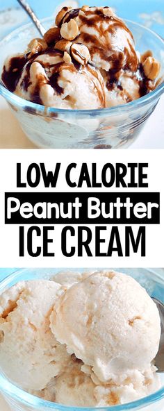 low calorie peanut butter ice cream in a glass bowl