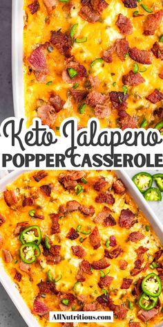 keto jalapeno popper casserole in a white dish