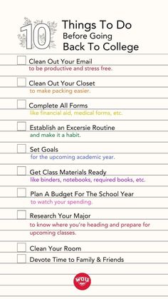 the 10 things to do before you go back to college with text overlaying it