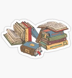 a pile of books sitting next to each other on top of a white background art print