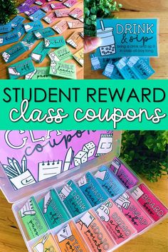 the student reward class coupons are organized and ready to be used on their students