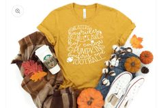 "Sweaters hayrides falling leaves hot cocoa pumpkins bonfires and football" T-Shirt Leaves Shirt, Queen Tee, Fall Is In The Air, Fall Shirts Women, 50th Birthday Shirts, Fall T Shirt, Fall Tee, Thanksgiving Shirt, Hello Fall