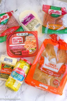 some packaged food items on a counter top