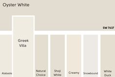 the different shades of paint that are neutral and light in this color scheme, from white to beige