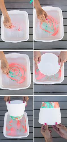 the process to make an art project with paper plates