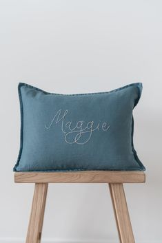 The Nursery Pillow - Pillow - Honey Moon Baby Co Name Pillows, Nursery Pillow, Newborn Gown, Baby Co, Nursery Pillows, French Navy, Kids Pillows, Embroidered Pillow, Swaddle Blanket