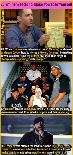 eminem band popular famous celebrity Eminem Music, Undercut Long Hair, Scary Facts, Anderson Cooper, Sleepy Time, Knowledge Facts, General Knowledge Facts, Lose Yourself