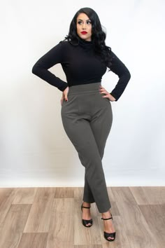 Skinny Pant High Waisted Back Zipper Wide Waistband Poly/Rayon/Spandex blend Dry clean recommended Made in the USA!