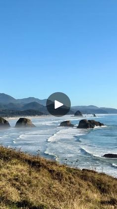 the ocean and mountains are seen in this video screen grab from an area that is very scenic