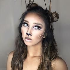 Easy Deer Makeup, Make Up Humor, Reindeer Makeup, Easy Halloween Makeup, Deer Ears