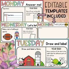 the editable templates included for this week's lesson