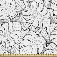 black and white tropical leaves background