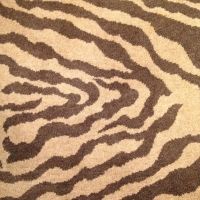 a zebra print area rug is shown in brown and white