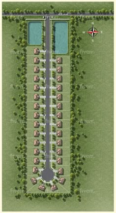 an aerial view of a residential area with lots of trees