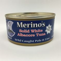 a can of white albacore tuna on a white background