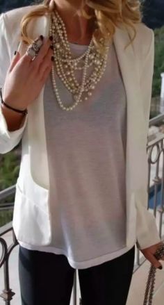 https://jazzyandglitzy.com/products/costume-pearl-necklace?variant=39612227682388 Necklace Outfit Ideas, How To Wear A Pearl Necklace, How To Wear Pearls, Chunky Pearl Necklace, Chunky Pearls, Summer Work Outfits