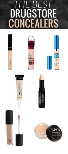 these 7 best drugstore concealers have got you covered - from under eye darkness to blemishes Best Drugstore Concealer, Drugstore Concealer, Make Up Gold, Makeup Tutorial Foundation, Make Up Tutorials, Best Drugstore Makeup, Best Concealer, Under Eye Concealer