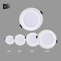 four different types of downlights are shown in this image, with the same size and color