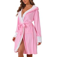 Designed with two pockets, this robe allows you to put small things in your pocket or warn your hand in the pockets. This hooded plush bathrobe, designed with the soft and comfortable fluffy plush, allows you to enjoy the cloud-like touch and enjoy a comfortable leisure time. It is suitable for wearing on various leisure occasions and is a thoughtful gift for relatives, lovers and friends. Soft Robes, One Piece Clothing, Spa Headband, Flannel Women, One Piece Pajamas, Women's Cover Up, Leisure Time, Gingham Check, Pretty Pastel