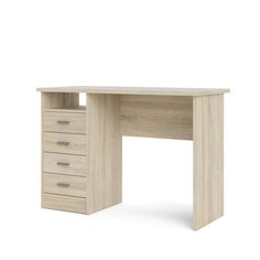 an office desk with drawers on each side