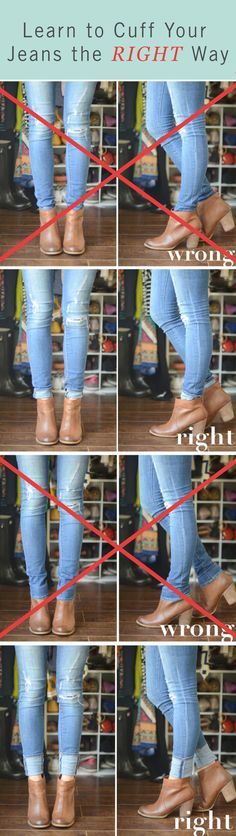 Do you know how to wear jeans and ankle boots? You need to cuff them just the right way. Follow our styling guide to maximize your fall wardrobe. How To Wear Jeans, Ankle Boots With Jeans, Outfits Everyday, How To Wear Ankle Boots, Clogs Outfit, Mode Tips, Boating Outfit, Maori Tattoo, Hijab Scarf