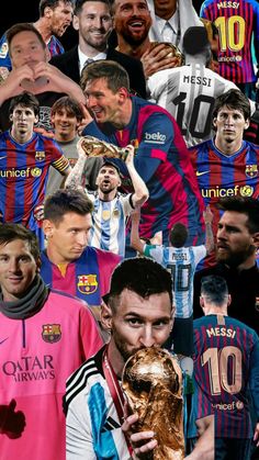 the collage shows many different soccer players and their names, including one man holding a trophy