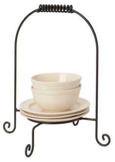 DINNER PLATE STACKER Wrought Iron Dinnerware Display Buffet Dish Caddy USA