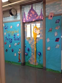 the door to a fairy tale classroom is decorated