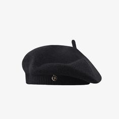 Knitted French Beret Hat Classic Black Knitted Hat, Classic Winter Beret, Classic Winter Beret One Size, Casual Black Beret For Winter, Black Beret With Short Brim For Fall, Black Wool Beret Cap, Black Wool Beret For Fall, Classic Beret For Winter, Trendy Adjustable Black Beret