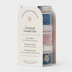 the scented candle set in its packaging